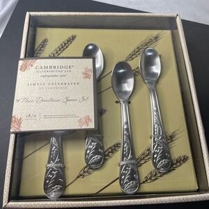 Cambridge Silversmiths 4 Pc Demitasse Spoon Set 18/0 Stainless Harvest Satin NEW